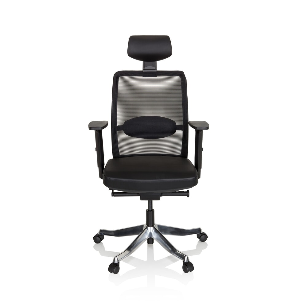 Produktabbildung: hjh OFFICE Bürostuhl / Drehstuhl SENATOR PRO Leder, Netzstoff, schwarz