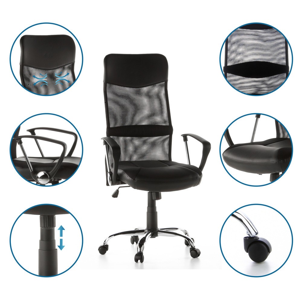 Produktabbildung Nr. 3: hjh OFFICE Bürostuhl / Chefsessel STRYKA Netz / Kunstleder, schwarz