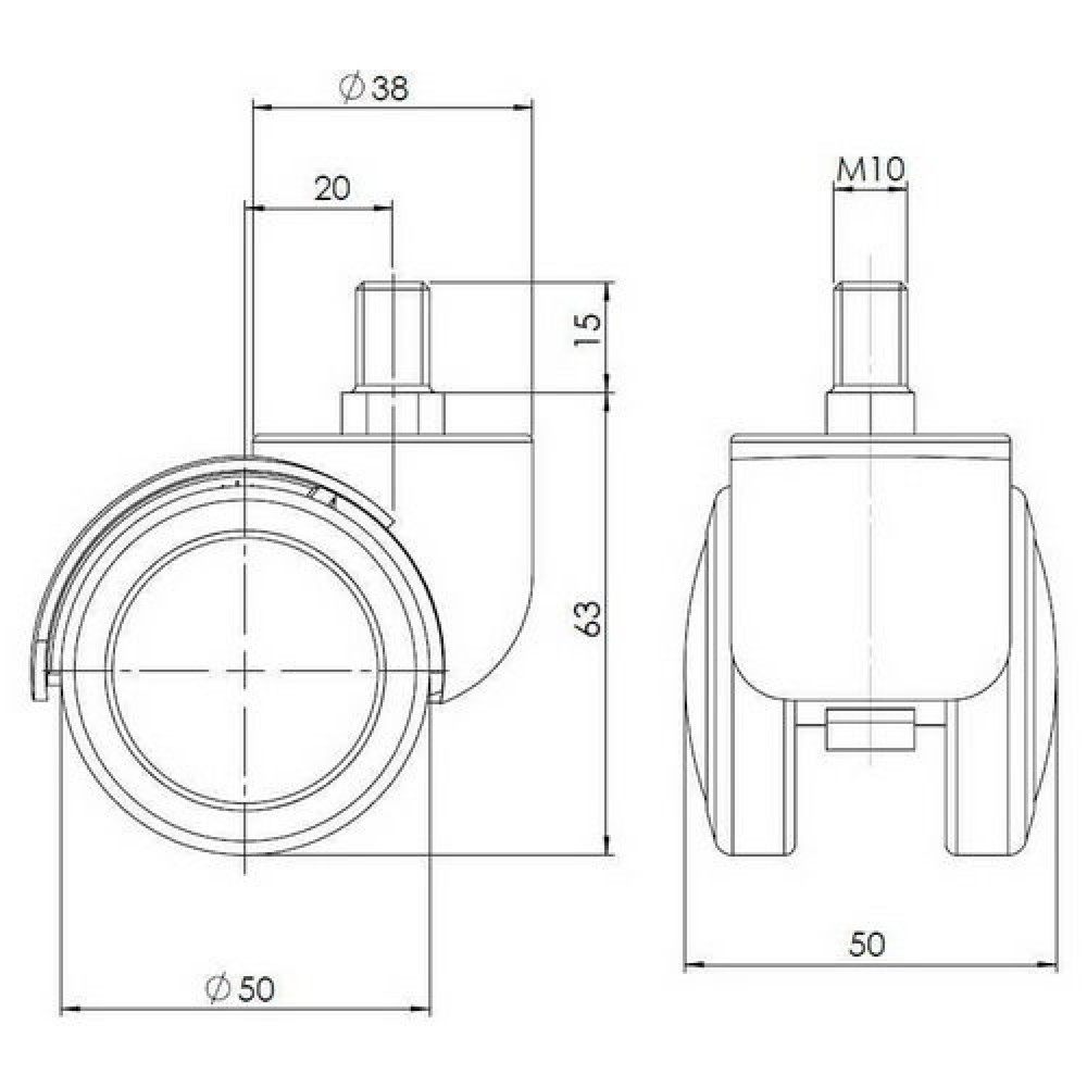 Produktabbildung Nr. 4: hjh OFFICE 5x Hartbodenrollen 50 mm / Gewinde M10 Büro-Stuhl-Rollen für Hartböden, (5er Pack)