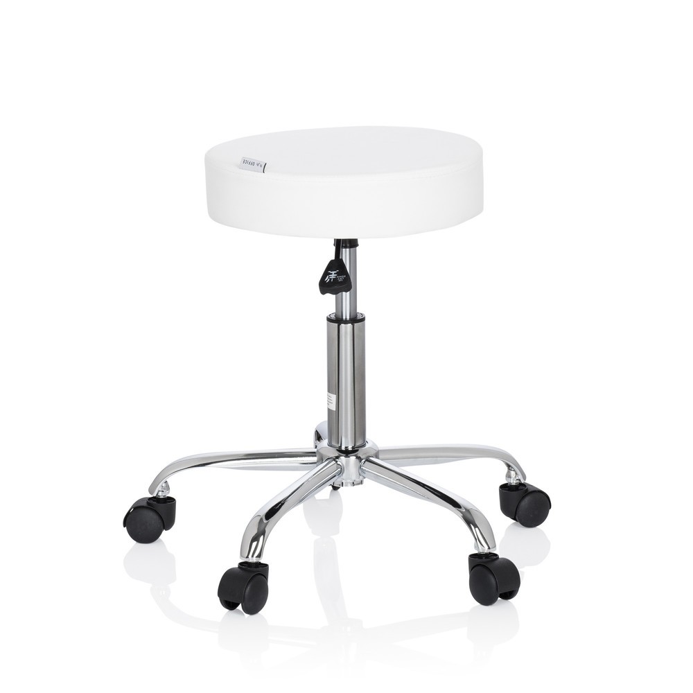 Produktabbildung Nr. 3: hjh OFFICE Hocker / Drehhocker OPERATOR II Kunstleder, weiss