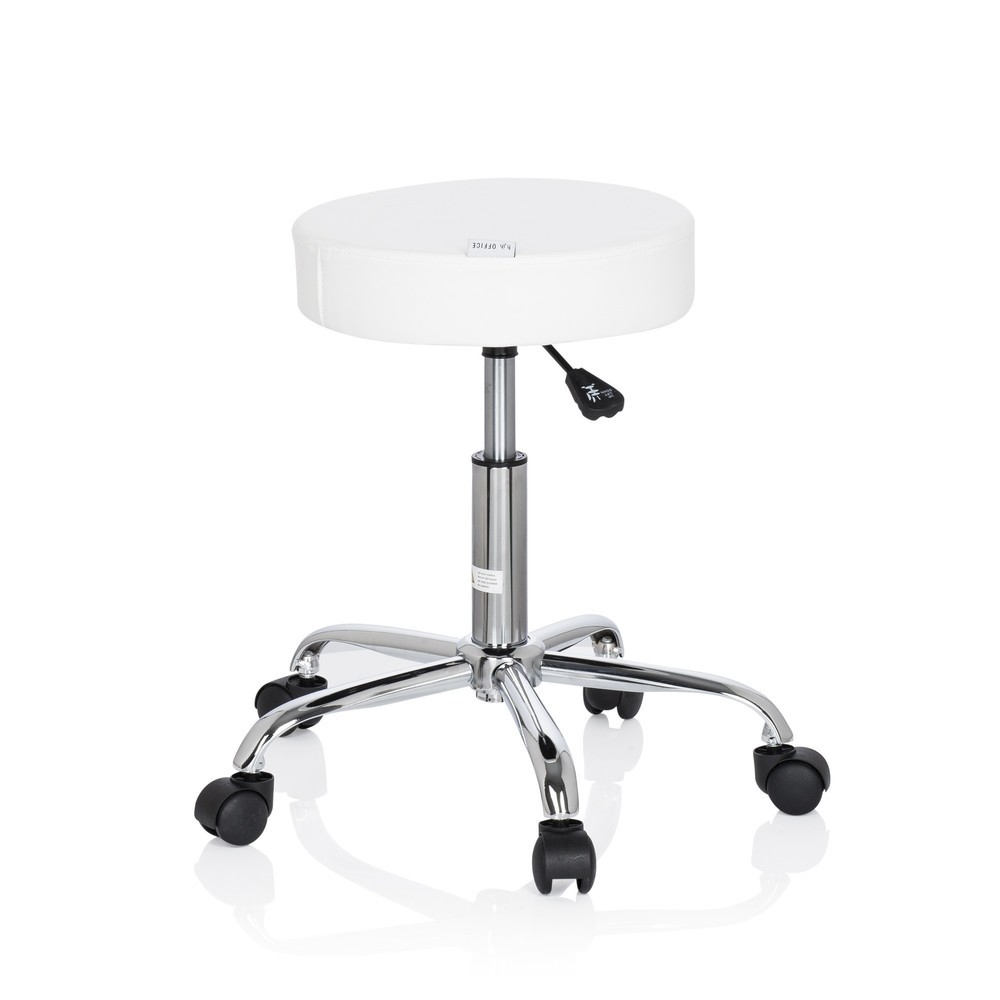 Produktabbildung Nr. 4: hjh OFFICE Hocker / Drehhocker OPERATOR II Kunstleder, weiss