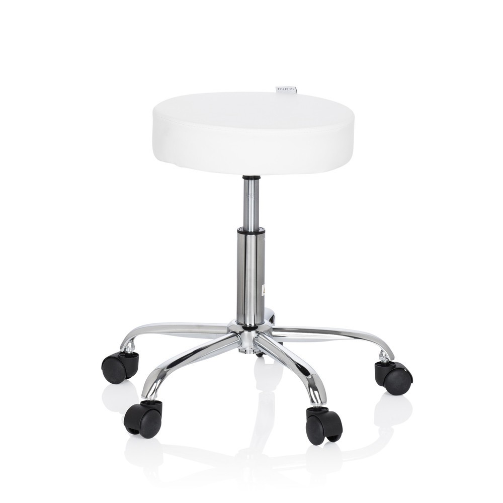 Produktabbildung Nr. 8: hjh OFFICE Hocker / Drehhocker OPERATOR II Kunstleder, weiss