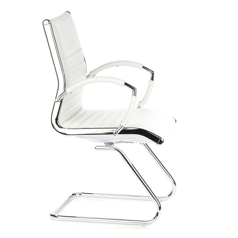 Produktabbildung Nr. 4: hjh OFFICE Konferenzstuhl / Freischwinger / PARMA V Leder, weiss Chrom