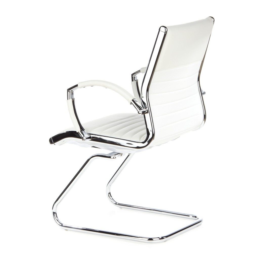 Produktabbildung Nr. 8: hjh OFFICE Konferenzstuhl / Freischwinger / PARMA V Leder, weiss Chrom