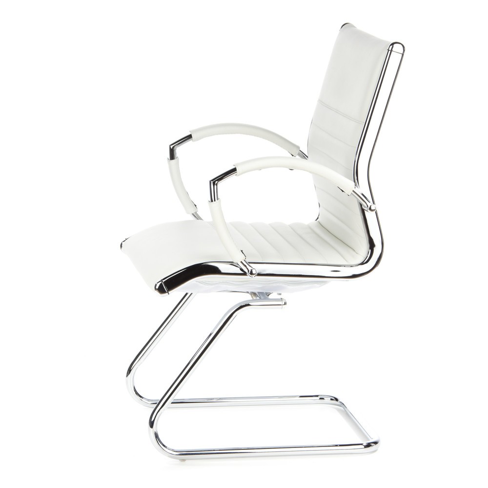 Produktabbildung Nr. 9: hjh OFFICE Konferenzstuhl / Freischwinger / PARMA V Leder, weiss Chrom