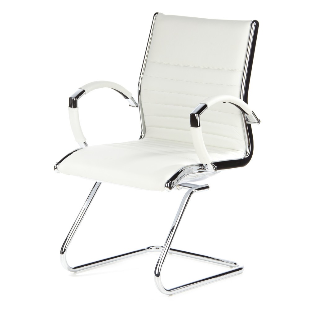 Produktabbildung Nr. 10: hjh OFFICE Konferenzstuhl / Freischwinger / PARMA V Leder, weiss Chrom