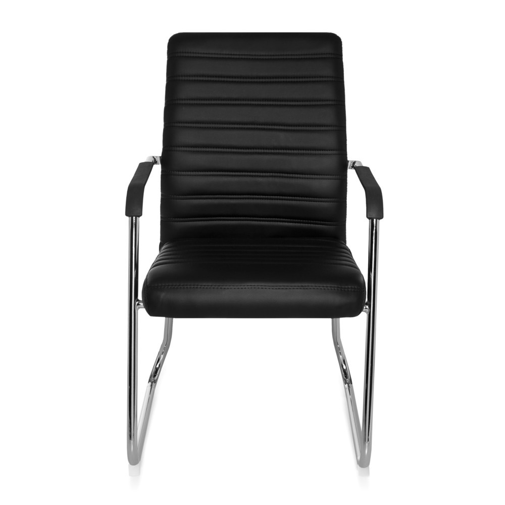 Produktabbildung Nr. 1: hjh OFFICE Konferenzstuhl / Kufenstuhl / STEEL V PU, schwarz