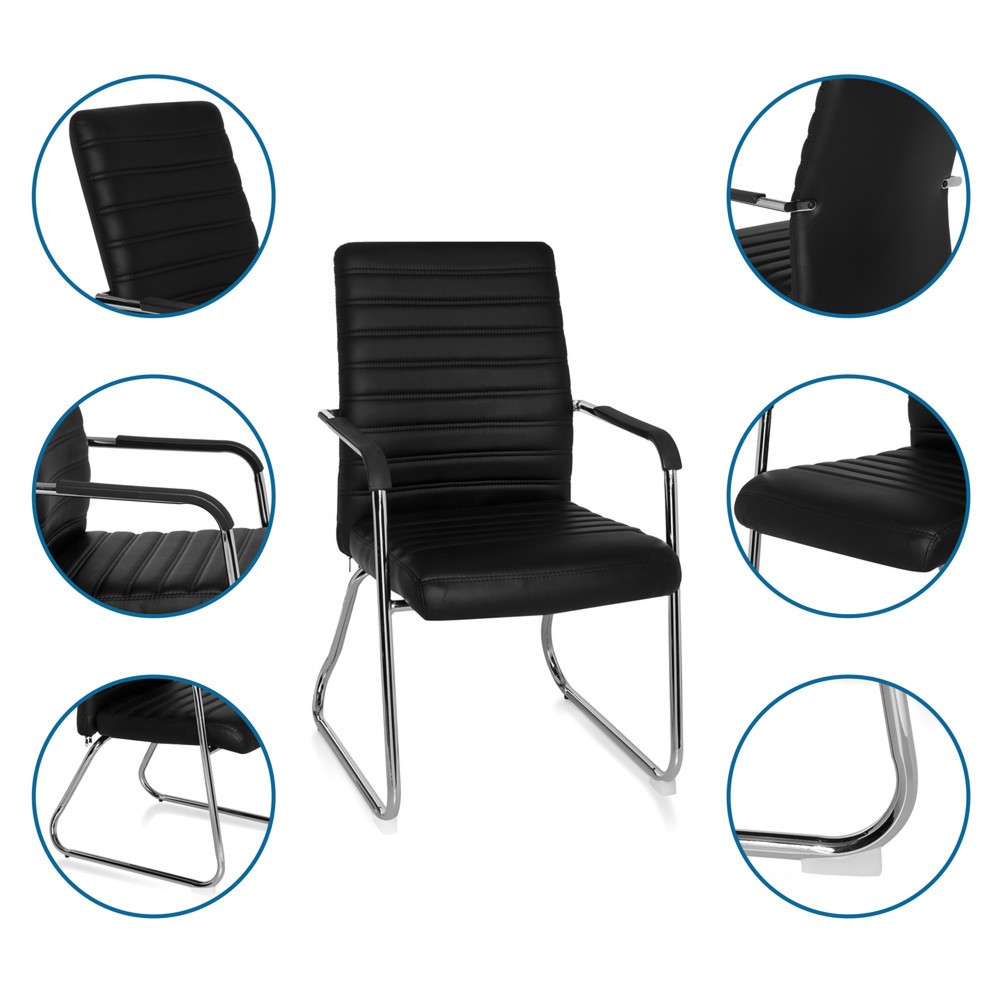 Produktabbildung Nr. 2: hjh OFFICE Konferenzstuhl / Kufenstuhl / STEEL V PU, schwarz