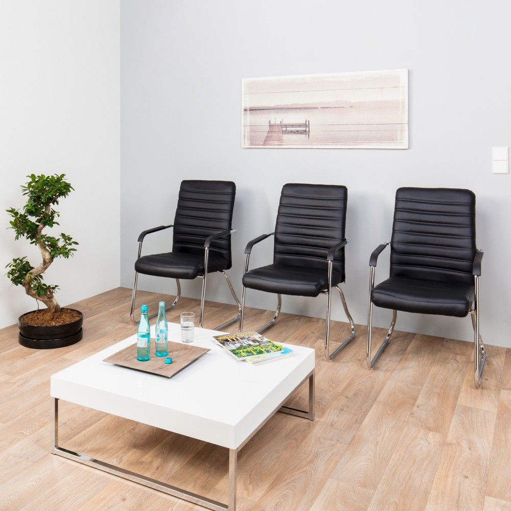 Produktabbildung Nr. 3: hjh OFFICE Konferenzstuhl / Kufenstuhl / STEEL V PU, schwarz