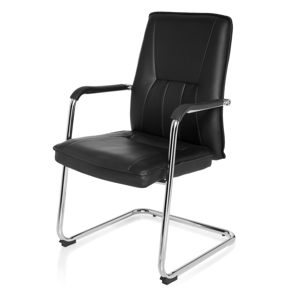 Produktabbildung Nr. 10: hjh OFFICE Konferenzstuhl / Besucherstuhl / TILA V PU, schwarz