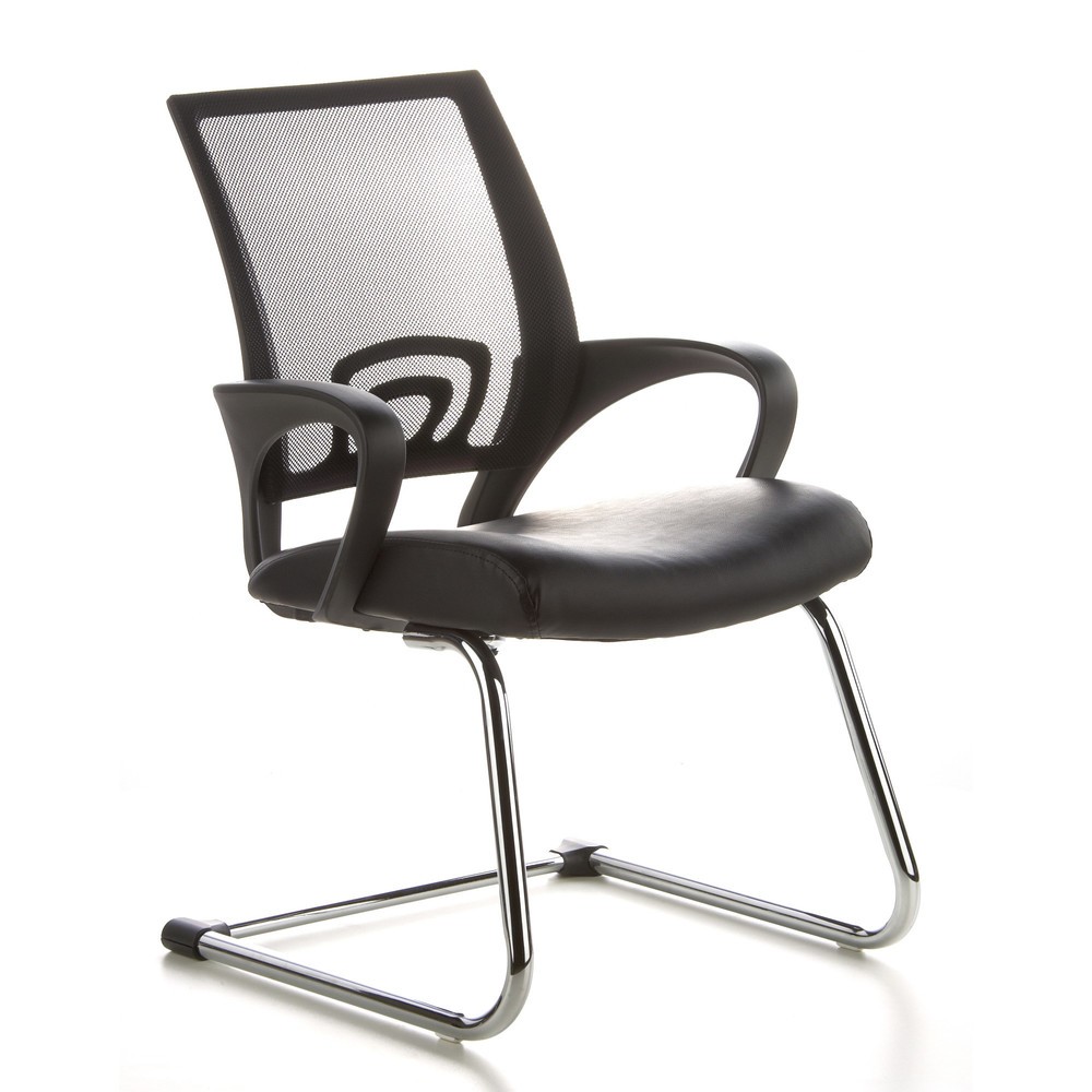 Produktabbildung Nr. 2: hjh OFFICE Konferenzstuhl / Freischwinger VISTO NET V Netzstoff, schwarz Chrom