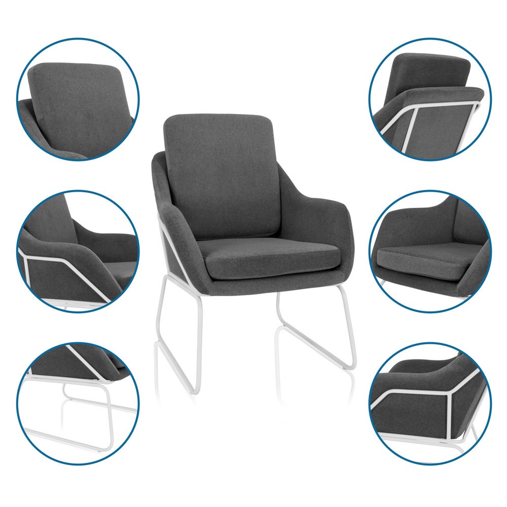 Produktabbildung Nr. 2: hjh OFFICE Loungesessel / Relaxsessel LAGUNO W Stoff dunkelgrau, 1-Sitzer