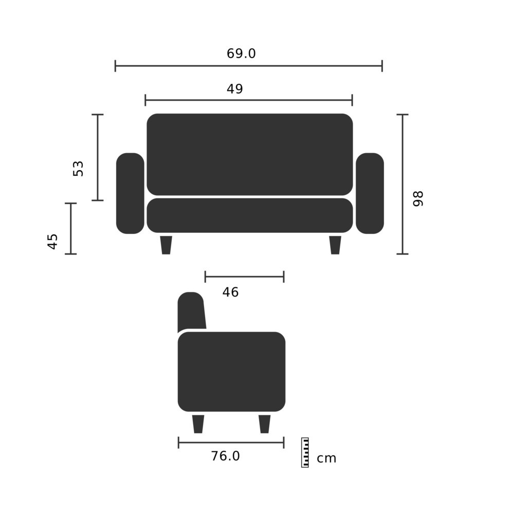 Produktabbildung Nr. 5: hjh OFFICE Loungesessel / Relaxsessel LAGUNO W Stoff dunkelgrau, 1-Sitzer
