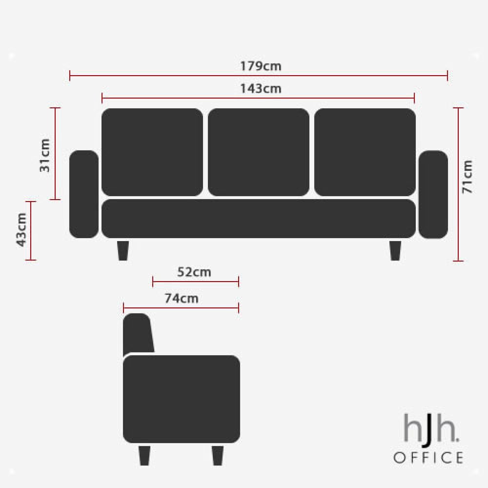 Produktabbildung Nr. 3: hjh OFFICE Loungesofa CURACAO Kunstleder, 3-Sitzer, schwarz