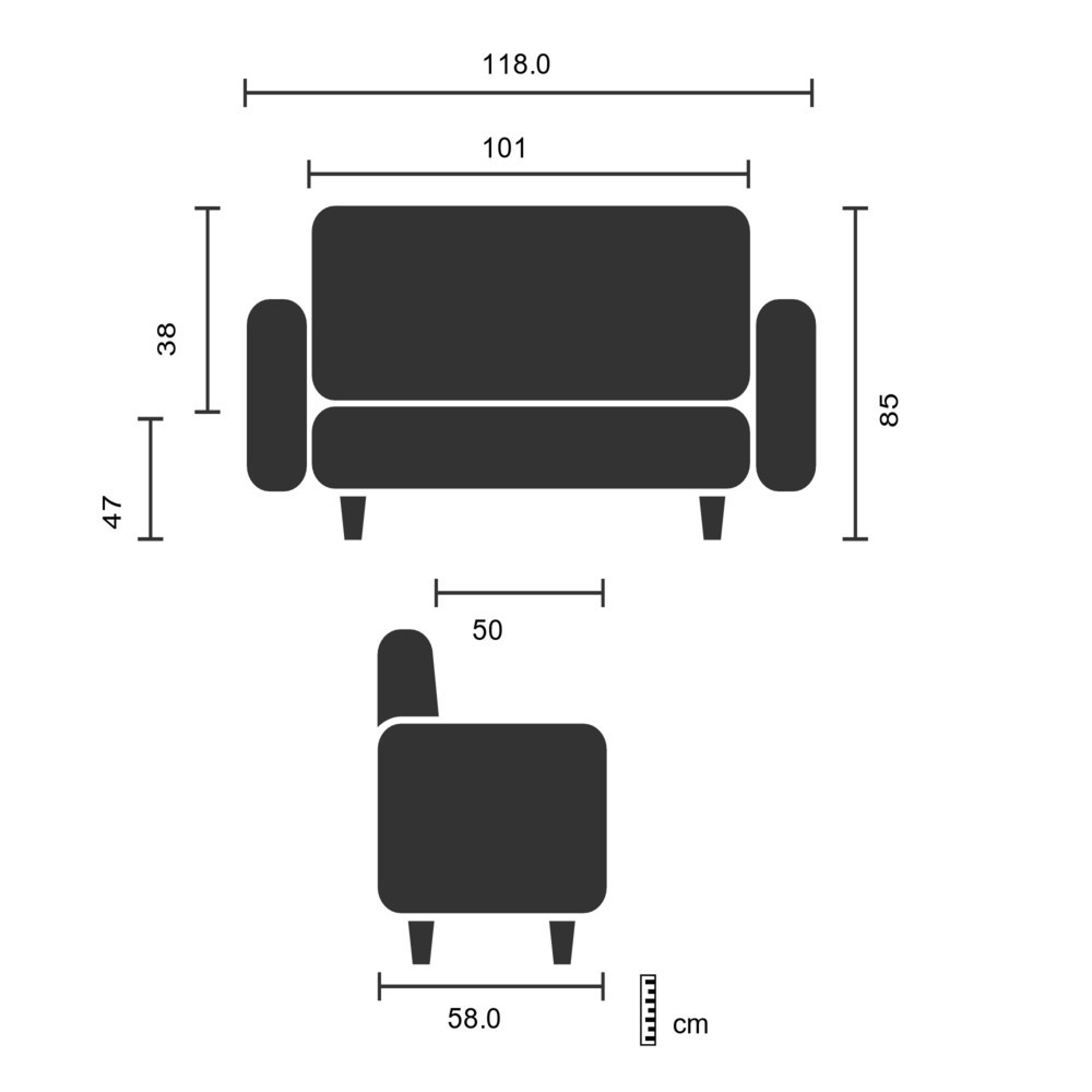Produktabbildung Nr. 3: hjh OFFICE Loungesofa / Club Sofa ST. LUCIA Kunstleder, 2-Sitzer, weiss