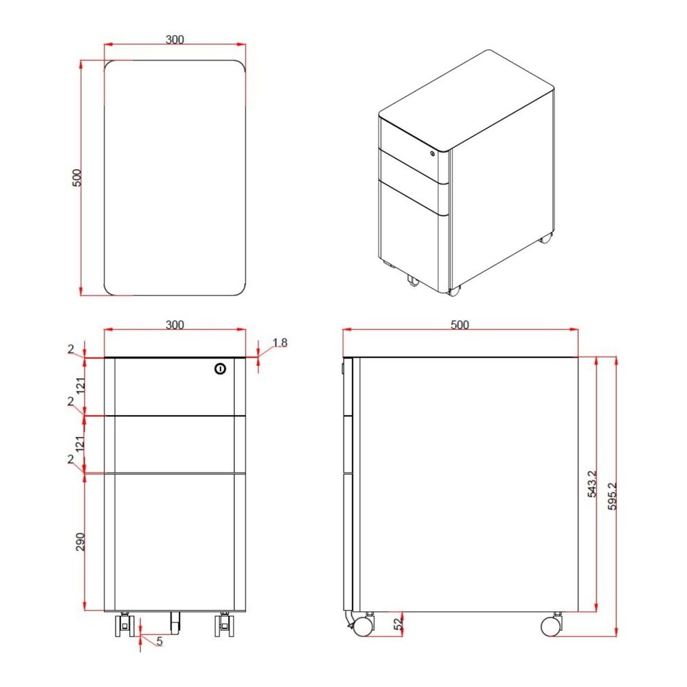 Produktabbildung Nr. 2: hjh OFFICE Rollcontainer COLOR I Metall, weiss / grau