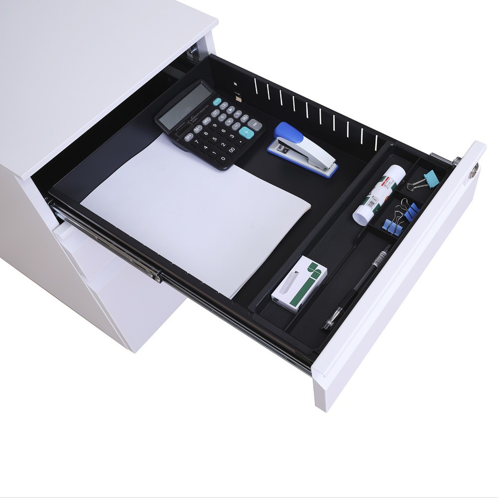 Produktabbildung Nr. 4: hjh OFFICE Rollcontainer COLOR OS Metall, weiss mit Sitzkissen grau