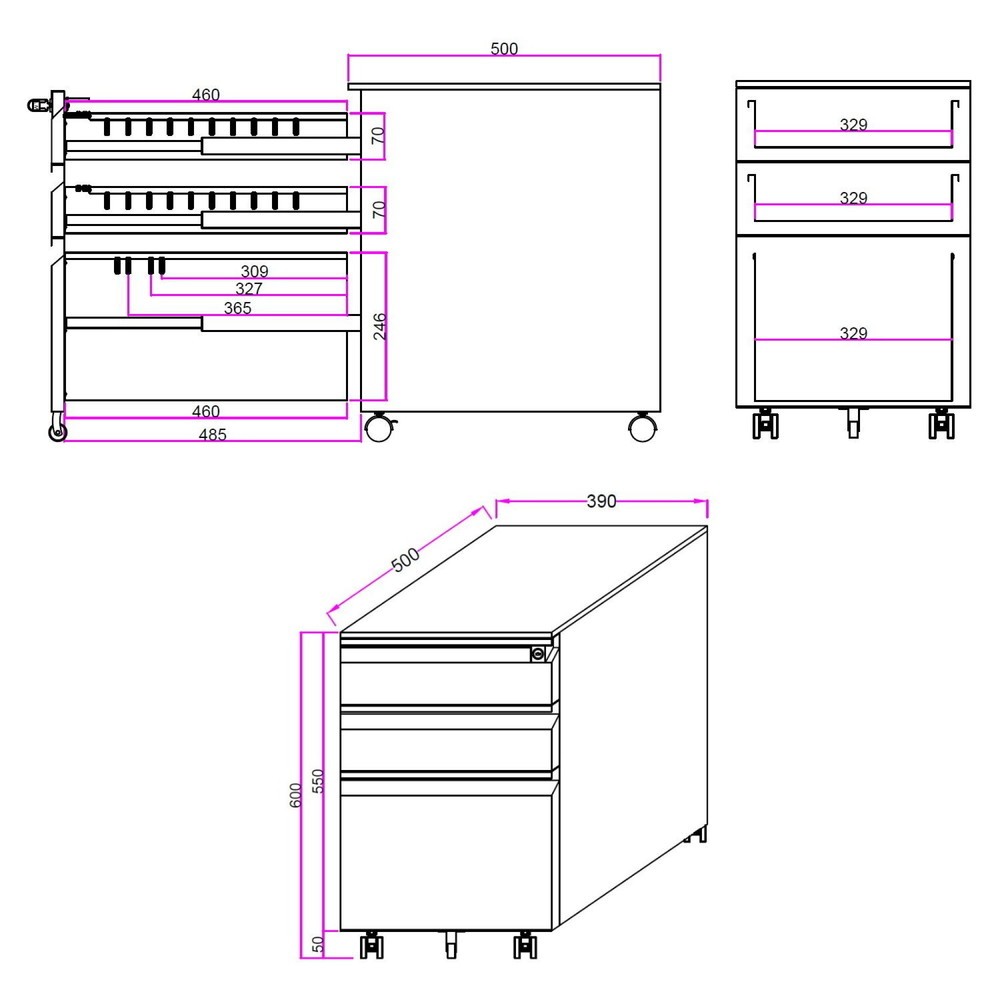 Produktabbildung Nr. 5: hjh OFFICE Rollcontainer COLOR OS Metall, weiss mit Sitzkissen grau