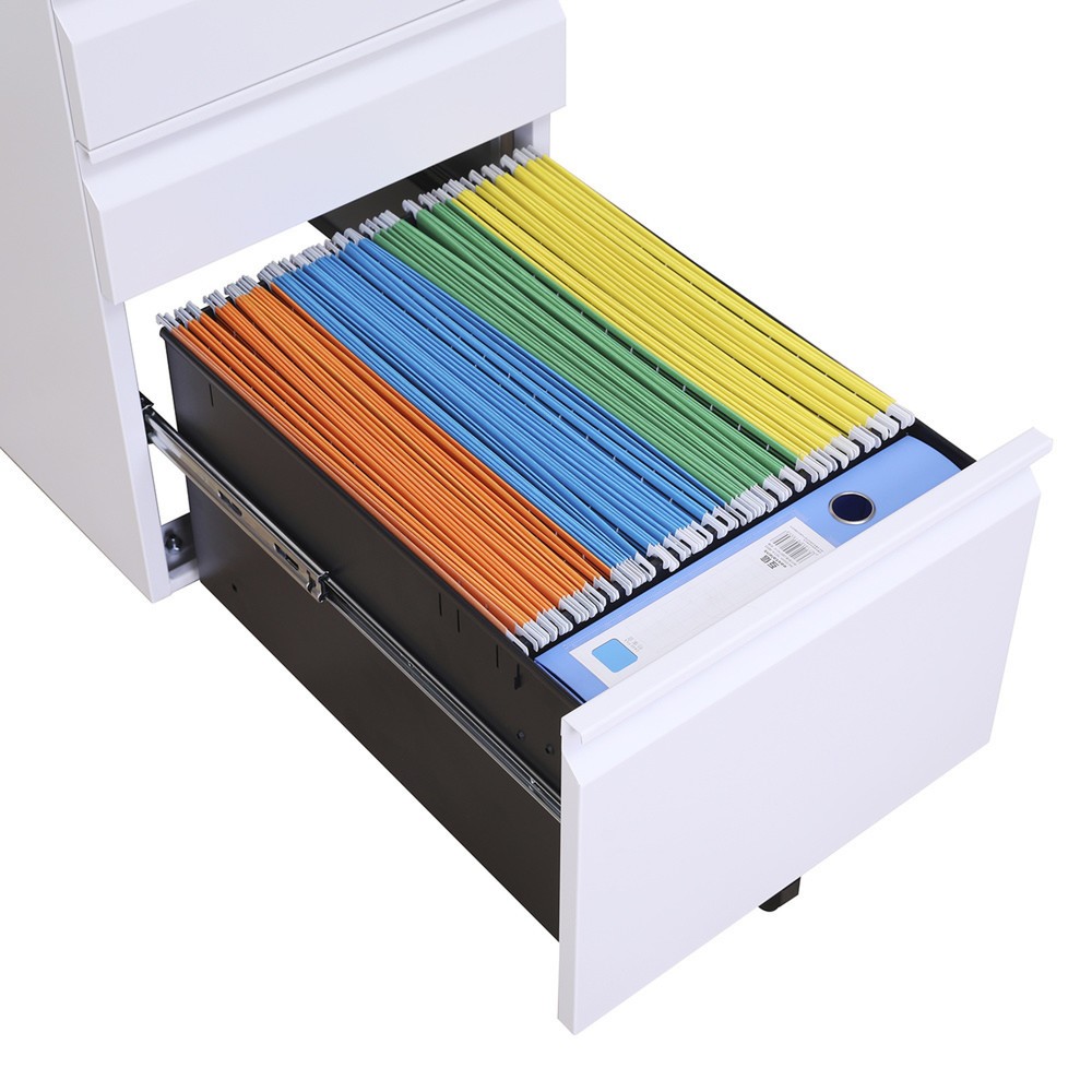 Produktabbildung Nr. 6: hjh OFFICE Rollcontainer COLOR OS Metall, weiss mit Sitzkissen grau