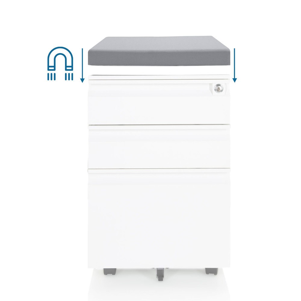 Produktabbildung Nr. 7: hjh OFFICE Rollcontainer COLOR OS Metall, weiss mit Sitzkissen grau