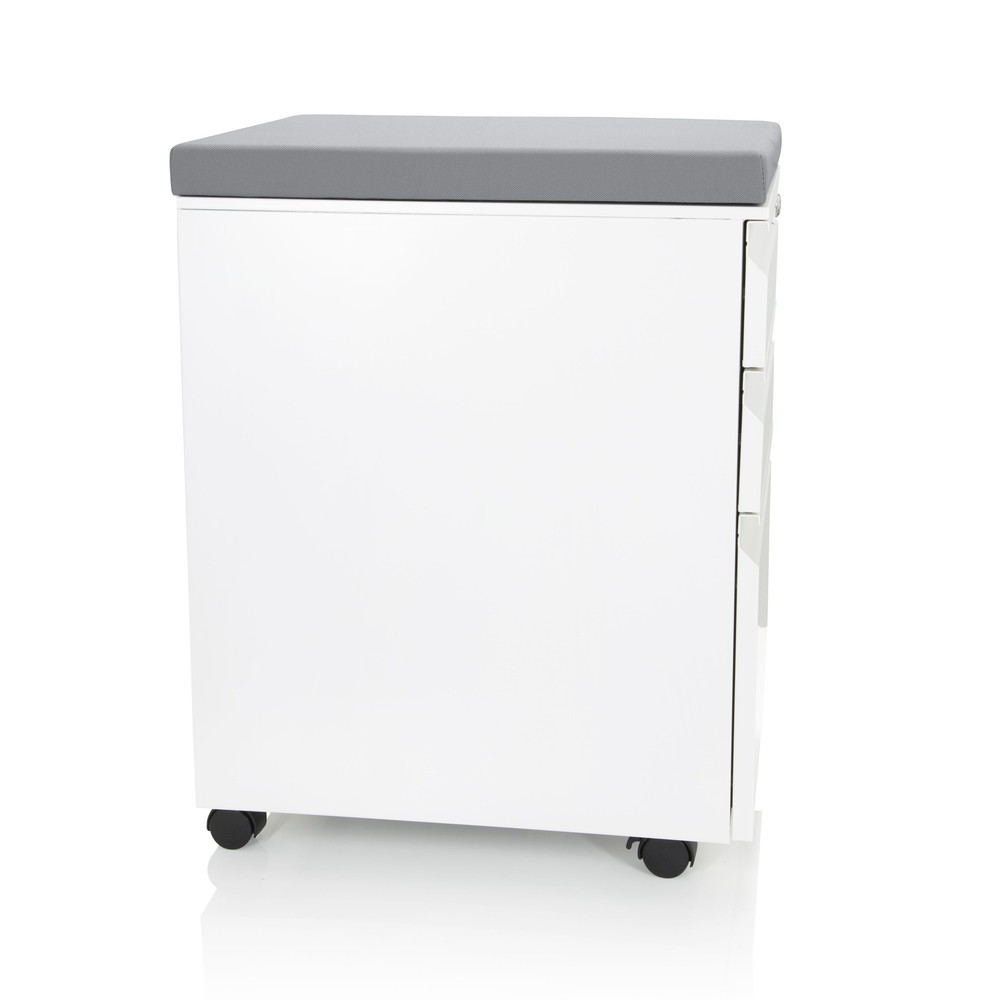 Produktabbildung Nr. 10: hjh OFFICE Rollcontainer COLOR OS Metall, weiss mit Sitzkissen grau
