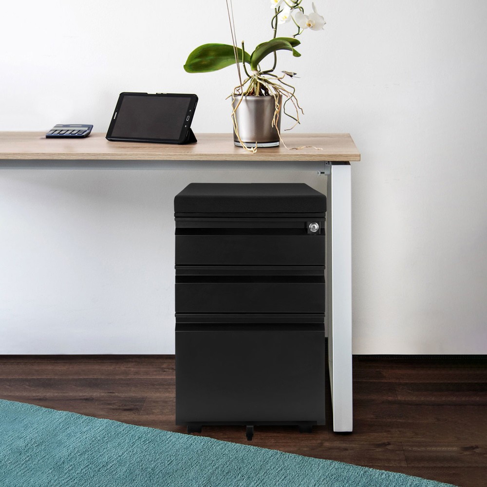 Produktabbildung Nr. 4: hjh OFFICE Rollcontainer COLOR OS Metall schwarz mit Sitzkissen, schwarz