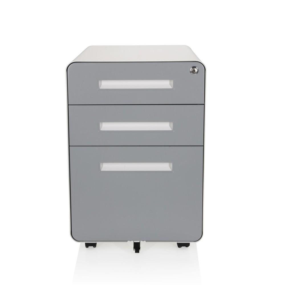 Produktabbildung: hjh OFFICE Rollcontainer COLOR PLUS I Metall, weiss / grau
