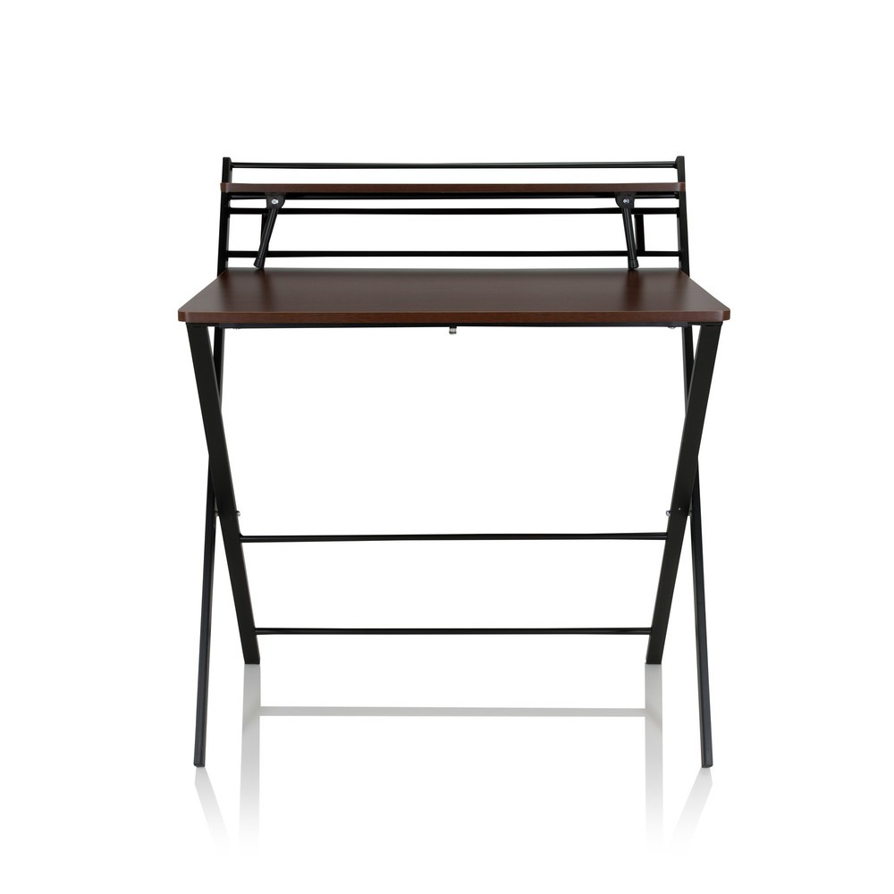 Produktabbildung: hjh OFFICE Schreibtisch / Arbeitstisch EASY CLAP 92 x 84, walnuss / schwarz
