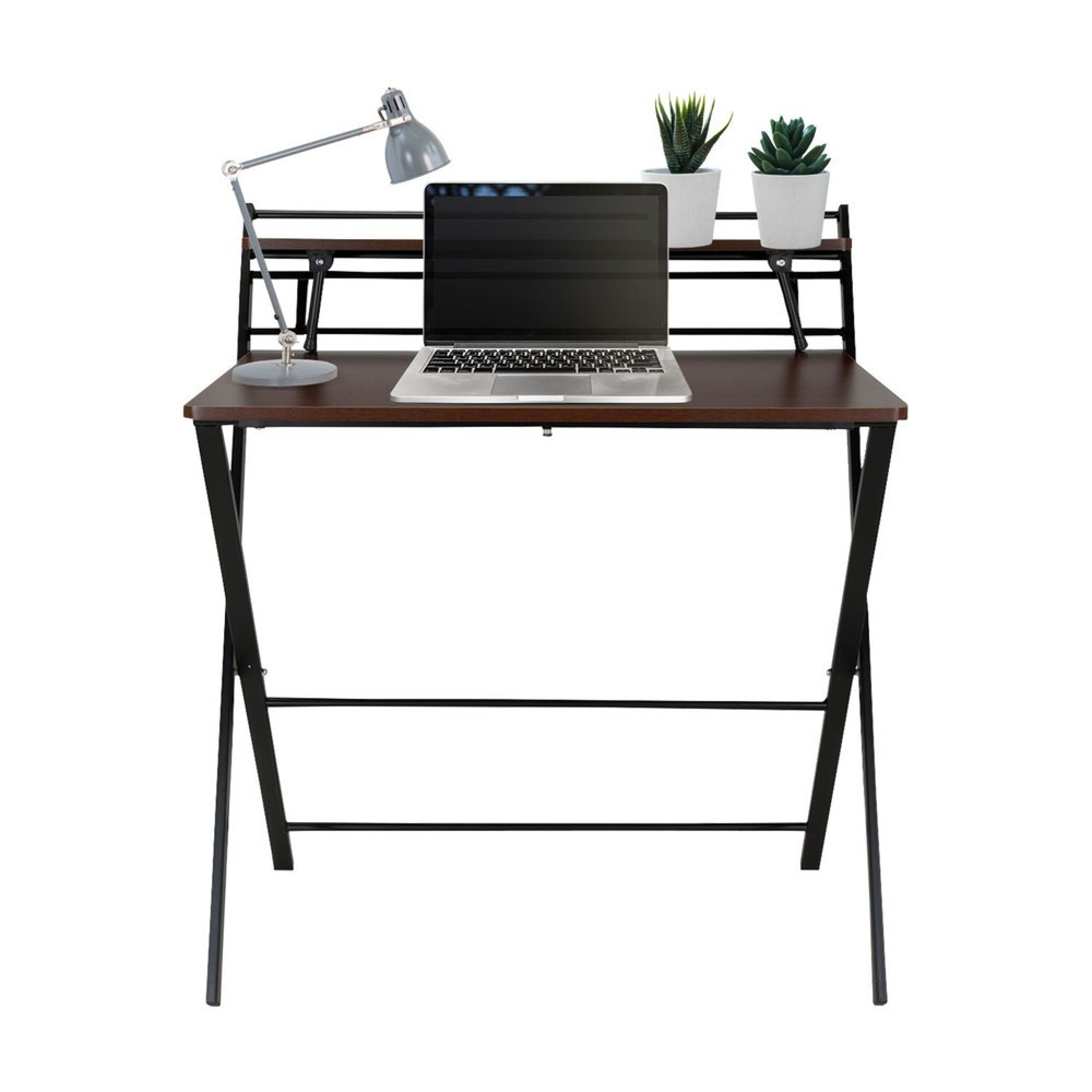 Produktabbildung Nr. 2: hjh OFFICE Schreibtisch / Arbeitstisch EASY CLAP 92 x 84, walnuss / schwarz