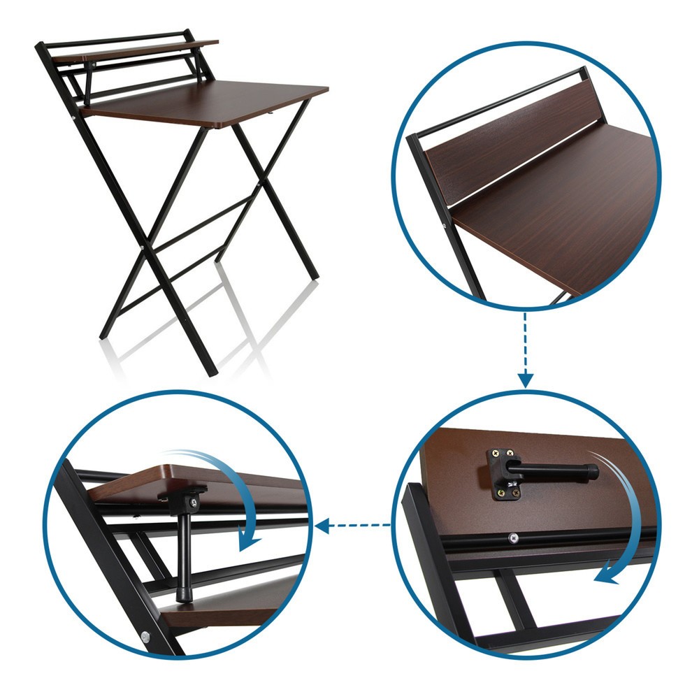Produktabbildung Nr. 4: hjh OFFICE Schreibtisch / Arbeitstisch EASY CLAP 92 x 84, walnuss / schwarz
