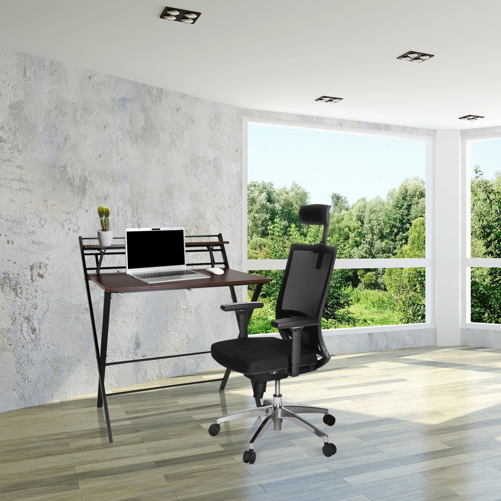 Produktabbildung Nr. 7: hjh OFFICE Schreibtisch / Arbeitstisch EASY CLAP 92 x 84, walnuss / schwarz