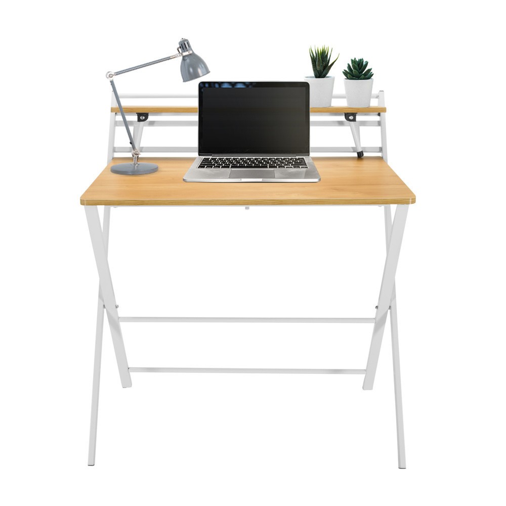 Produktabbildung Nr. 2: hjh OFFICE Schreibtisch / Arbeitstisch EASY CLAP 92 x 84, eiche hell / weiss