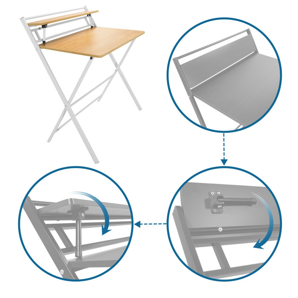 Produktabbildung Nr. 3: hjh OFFICE Schreibtisch / Arbeitstisch EASY CLAP 92 x 84, eiche hell / weiss