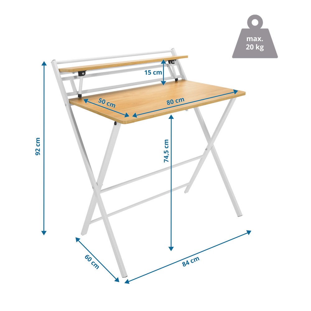 Produktabbildung Nr. 5: hjh OFFICE Schreibtisch / Arbeitstisch EASY CLAP 92 x 84, eiche hell / weiss
