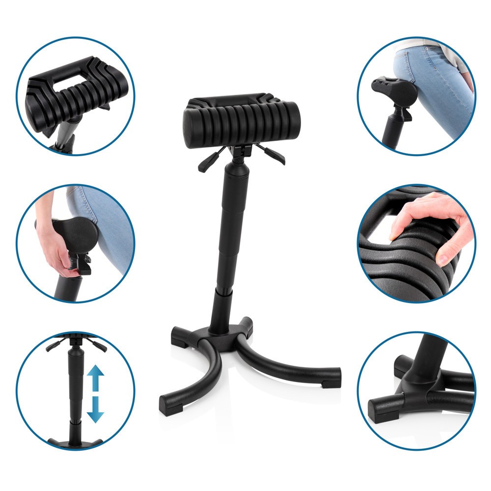 Produktabbildung Nr. 2: hjh OFFICE Stehhilfe / Arbeitsstuhl TOP WORK 33 PU Schaum, Metallgestell, schwarz
