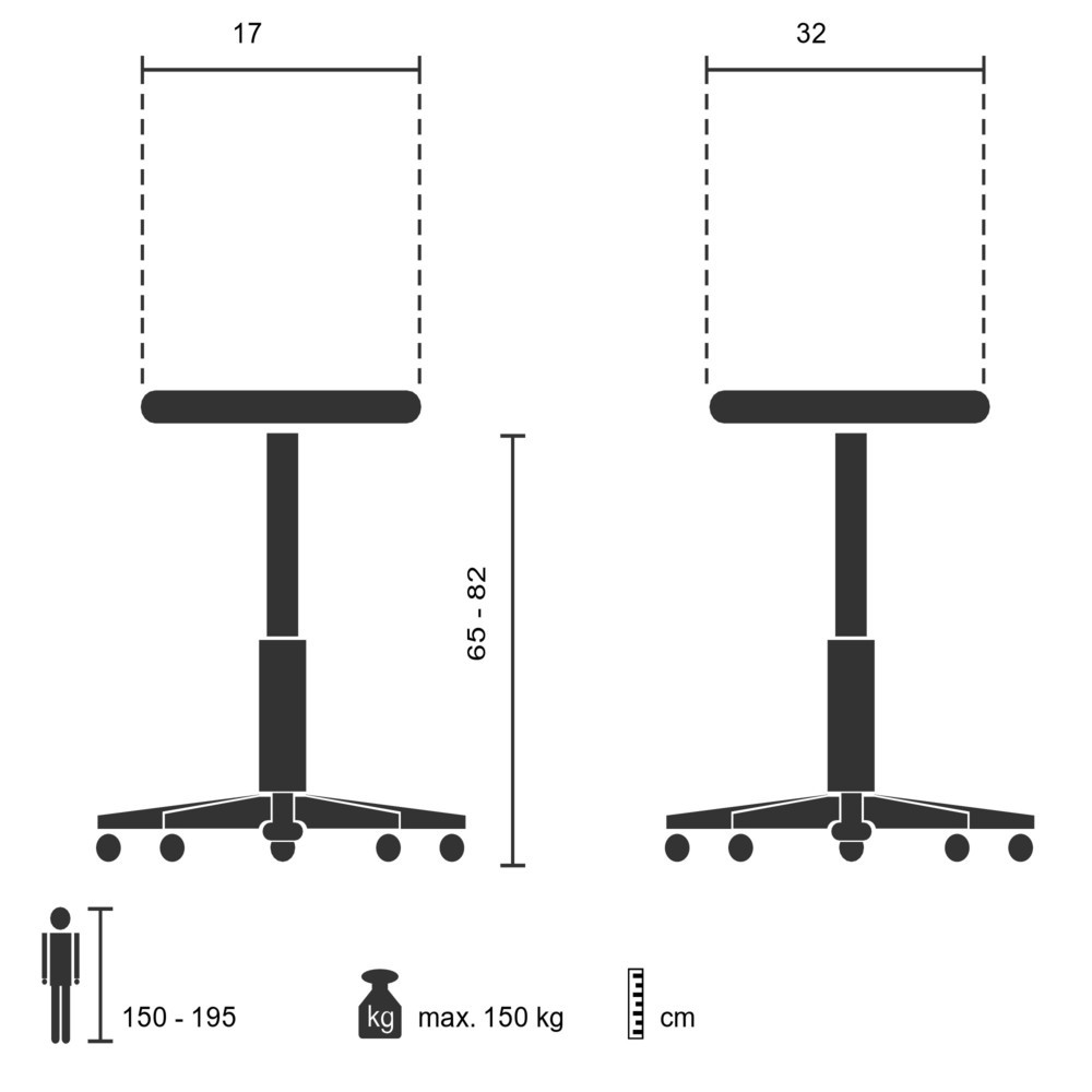 Produktabbildung Nr. 5: hjh OFFICE Stehhilfe / Arbeitsstuhl TOP WORK 33 PU Schaum, Metallgestell, schwarz