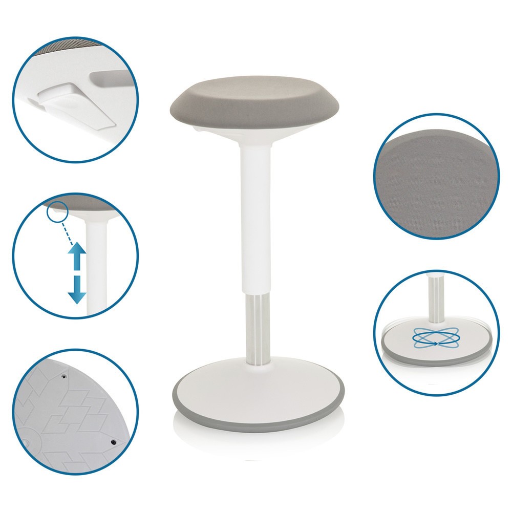 Produktabbildung Nr. 10: hjh OFFICE Stehhocker / Stehhilfe BALANCE SIT III W Stoff, weiss/grau