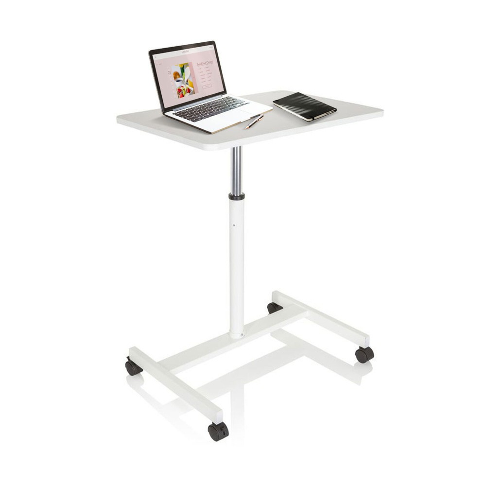 Produktabbildung Nr. 2: hjh OFFICE Stehtisch / Laptopständer STAND VM-SU mit Gasdruckfeder & Rollen, weiss