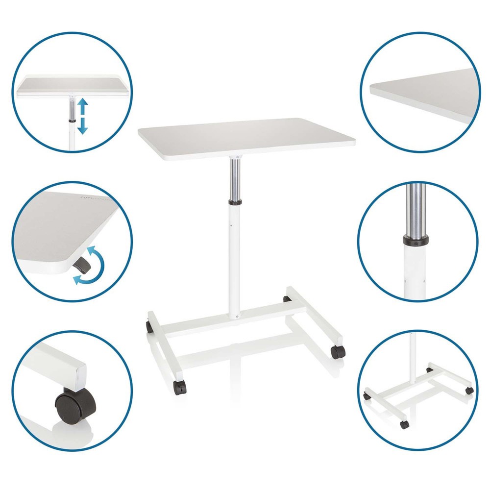Produktabbildung Nr. 3: hjh OFFICE Stehtisch / Laptopständer STAND VM-SU mit Gasdruckfeder & Rollen, weiss