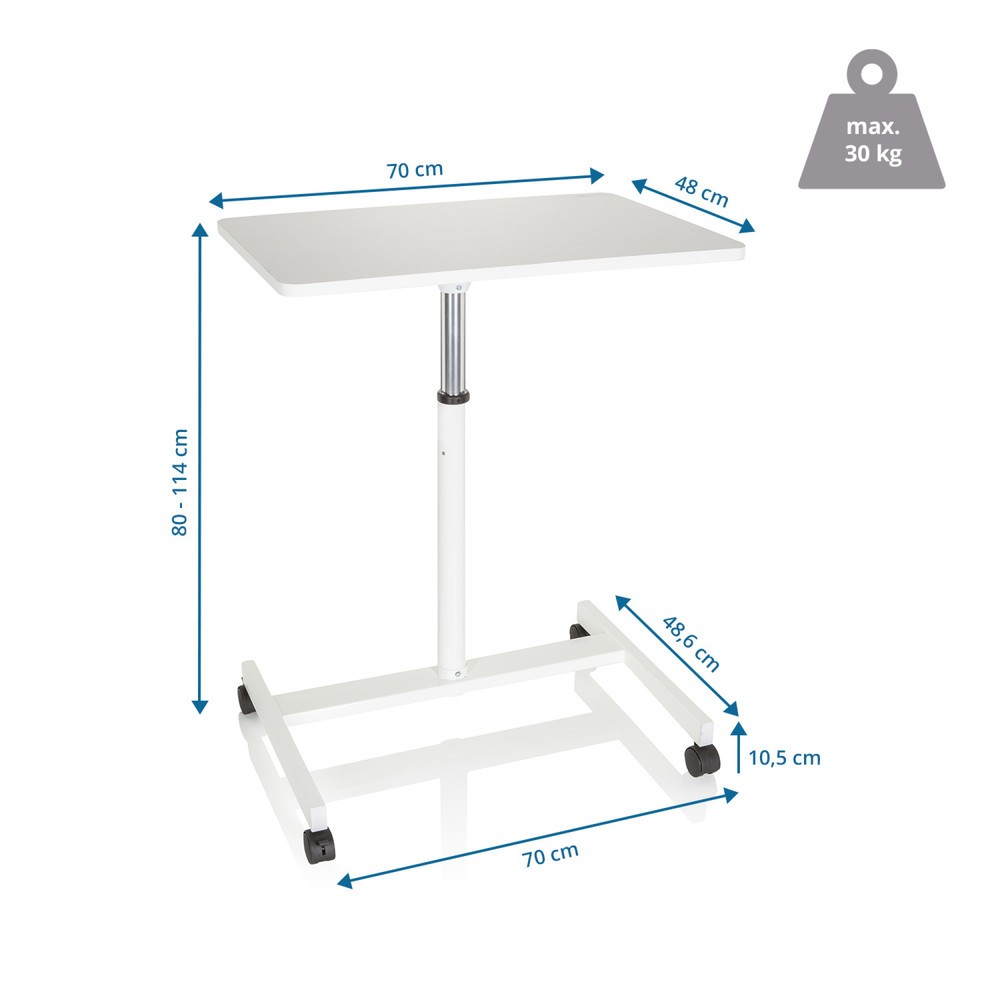 Produktabbildung Nr. 5: hjh OFFICE Stehtisch / Laptopständer STAND VM-SU mit Gasdruckfeder & Rollen, weiss