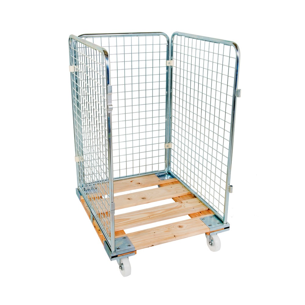 Produktabbildung: Holz-Rollbehälter, 3-seitig, HxBxT aussen 1.210 x 724 x 810 mm
