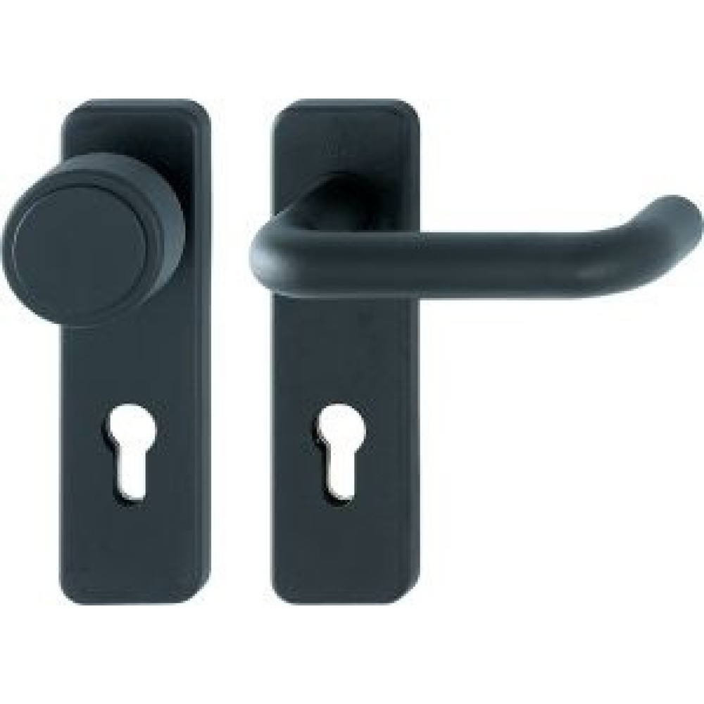 Produktabbildung: HOPPE Feuerschutzgarnitur Paris FS-K58 / 202K / 138, für Türstärke 40-66 mm PZ käntig, Kunststoff F9005M D/K, DIN links / rechts