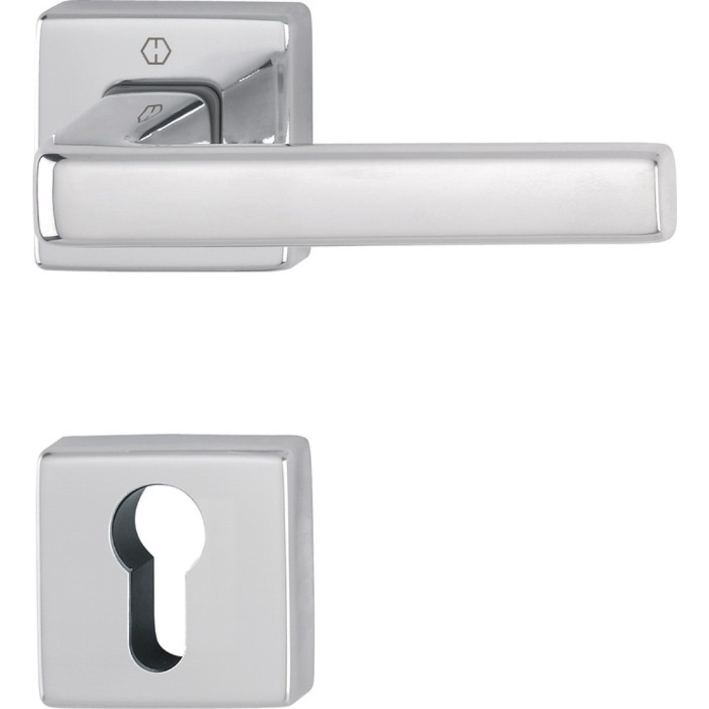 Produktabbildung: HOPPE Rosettengarnitur Dublin 1124 / 843KV/843KVS, eckig PZ, Aluminium F249, DIN links / rechts D/D