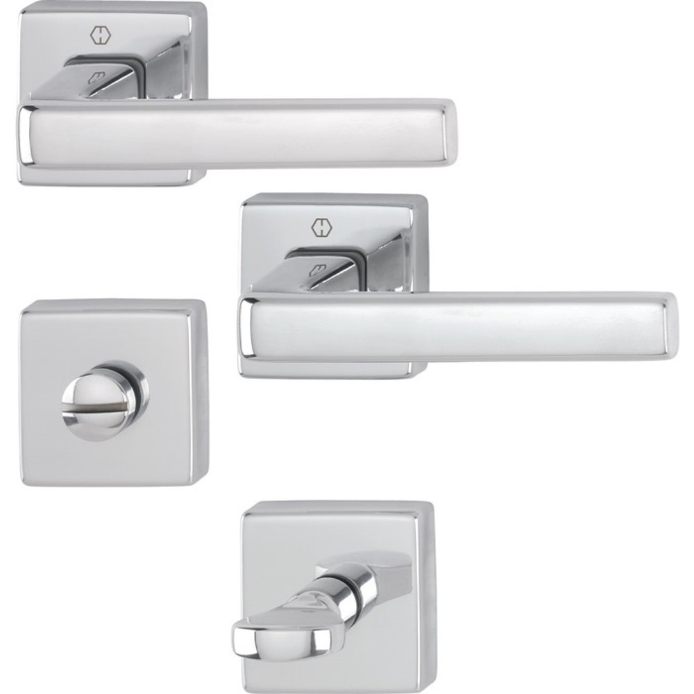Produktabbildung: HOPPE Rosettengarnitur Dublin 1124 / 843KV/843KVS, eckig SK/OL, Aluminium F249, DIN links / rechts D/D