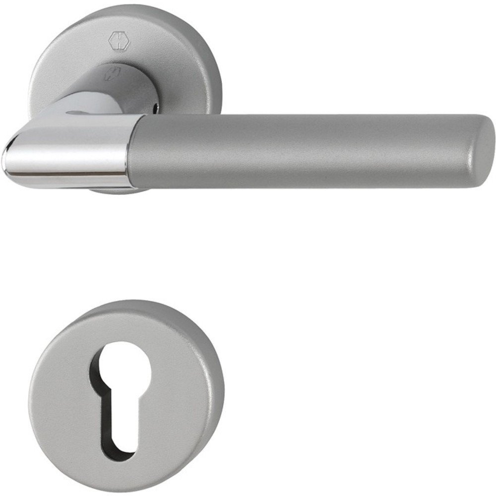 Produktabbildung: HOPPE Rosettengarnitur Lecce 1405/42KV/42KVS, rund PZ, Aluminium F49/F9-2, DIN links / rechts D/D