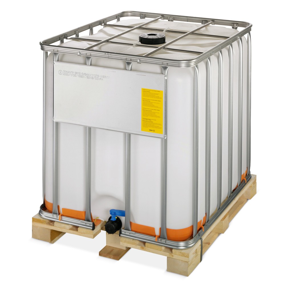 Produktabbildung: IBC-Container Ex-Ausführung, auf Kunststoff-Palette, 1.000 Liter