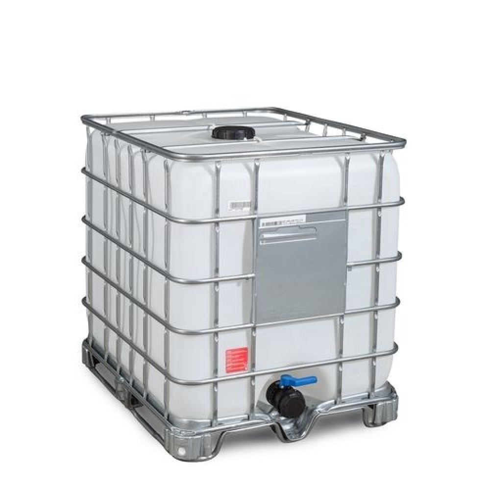 Produktabbildung: IBC, Stahlkufen, 1.000 l, Öffnung NW150, Auslauf NW80