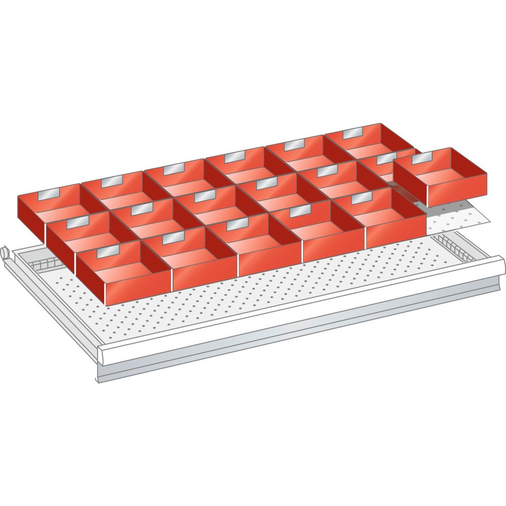 Illustration du produit: Jeu de bacs en plastique LISTA 54x27E, (LxPxFH) 918x459x50 mm, 18 pièces