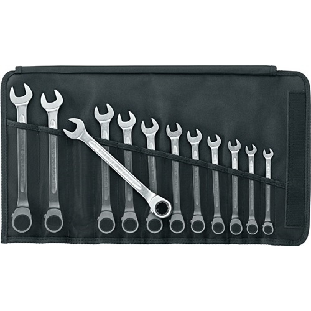 N° de l'image du produit 1 : Jeu de clés mixtes à cliquet 17/12 12 pcs. ouverture de clés 8-19 mm commutable