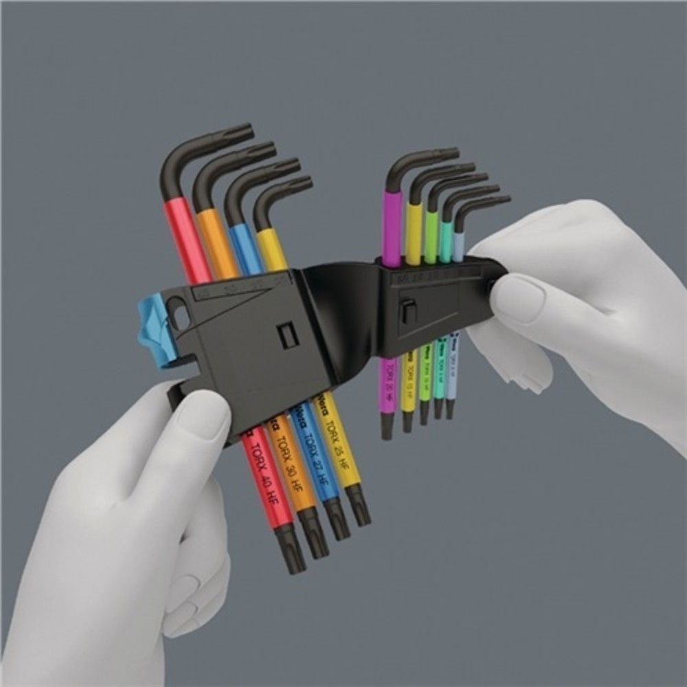 Produktabbildung Nr. 2: Jeu de clés mâles coudées 967 SL 9 pcs. T8-T40 codé couleur, avec HF WERA